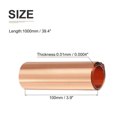 Miniatura 2 de DTGN Hojas de cobre puro de 39.370x3.937x0.000 in (LxWxT) - Paquete de 2 - Buenas para hacer piezas de maquinaria - Placas de cobre de metal