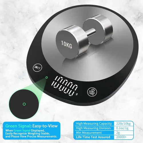 Miniatura 3 de Homebuds Báscula digital de alimentos de 22 libras gramos y onzas en 0.04 oz, alta precisión garantizada por la fábrica profesional de básculas