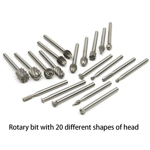 Miniatura 3 de Juego de fresas rotativas de carburo de tungsteno, vástago de 0.118 in (1/8 pulgadas) para carpintería de bricolaje, tallado y grabado, 20 brocas