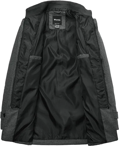 Miniatura 3 de Wantdo - Chaqueta cortavientos de cuello alto para hombre, mezcla de lana