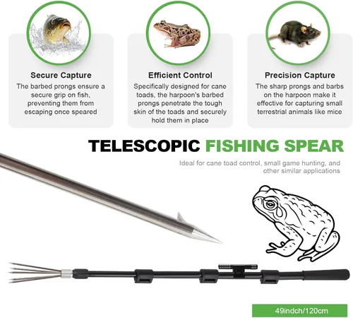 Miniatura 6 de Arpón de pesca Lanza Gig Gaff tenedor gancho para rana caña sapo ranas toro Bufo platija pez topos quitar trampa captura