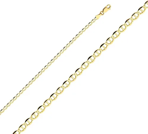 Miniatura 2 de Wellingsale 14K Solid Gold Flat Mariner Chains (Select Options)