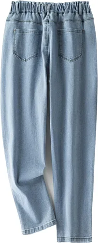 Miniatura 7 de Plus Size Pull-on Jeans for Women Thin Petite Full Length Mom High Waist Elastic Loose Harem Pants