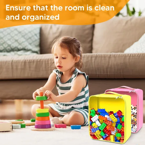 Miniatura 6 de Paquete de 8 bolsas grandes transparentes de almacenamiento de juguetes con asas, 12 x 10 x 5 pulgadas, organizador de almacenamiento de juguetes
