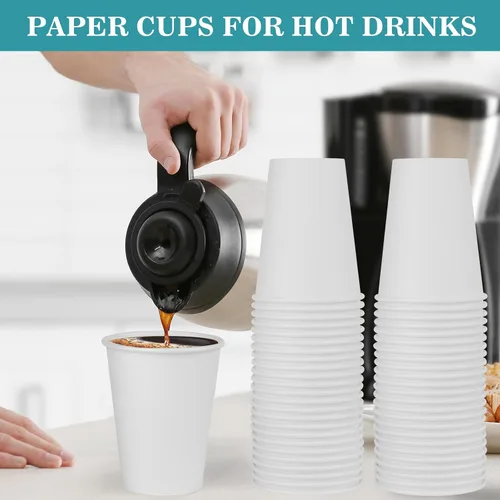 Miniatura 7 de vivigu Tazas de café – Paquete de 300 vasos de papel de 10 onzas, taza de café de papel desechable para bebidas calientes y frías, tazas calientes