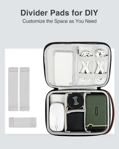 Miniatura 6 de Luxtude Estuche organizador de artículos electrónicos, bolsa de tecnología portátil para trabajar/viajar, resistente carcasa rígida con cremallera