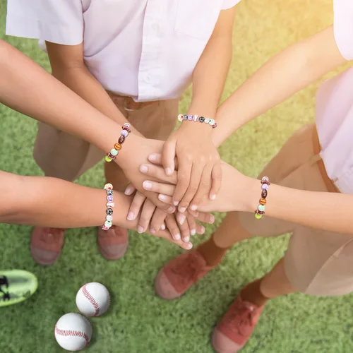 Miniatura 5 de EVERMARKET 400 cuentas de bolas deportivas para hacer joyas, cuentas deportivas acrílicas a granel, béisbol, baloncesto, fútbol, voleibol, sóftbol