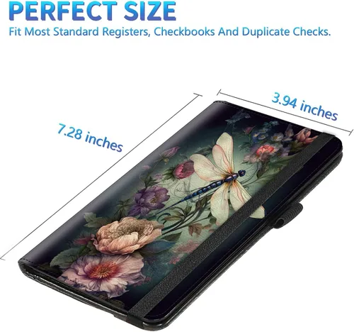 Miniatura 73 de Funda para chequera para hombres y mujeres, cartera de cuero RFID con ranuras para tarjetas de crédito, soporte de cheques duplicados personales