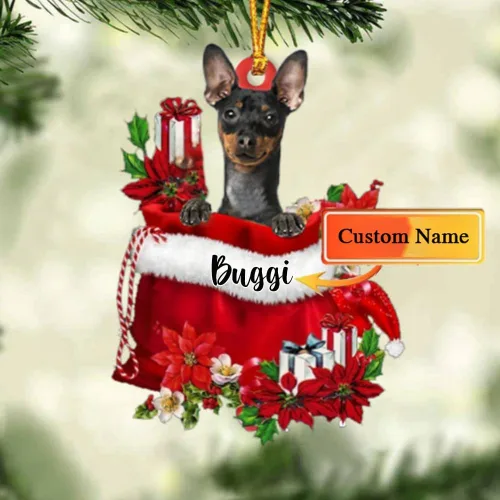 Miniatura 23 de Perro Akita Inu personalizado en bolsa de regalo, adorno de Navidad, nombre personalizado, regalo para amantes de los perros, familia, Navidad