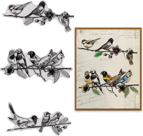 Miniatura 6 de 7 sellos transparentes de pájaros para hacer tarjetas y diarios, ramas de árbol, sellos de silicona para pájaros, sellos de goma para álbumes