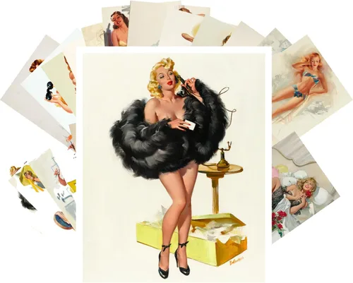 Miniatura 11 de PIXILUV Postal Pack 24pcs Golf Niñas Vintage Viaje Carteles Pinup Sport Azul