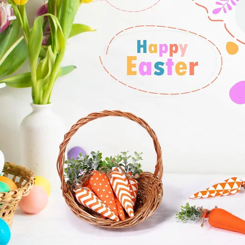 Miniatura 8 de Skylety Decoraciones de zanahoria de Pascua, paquete de 8 unidades, zanahorias artificiales de tela, no tejidas para rellenos de cestas de Pascua