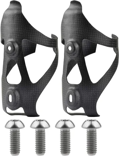 Miniatura 2 de Paquete de 2 jaulas de fibra de carbono para botellas de agua de bicicleta con pernos de titanio (mate)