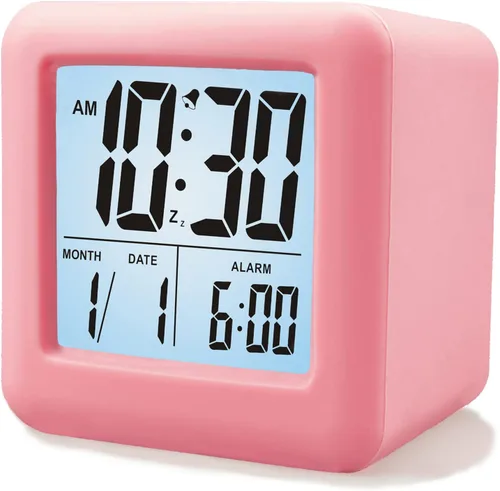 Miniatura 12 de Reloj despertador digital Plumeet para niños con función de repetición y luz nocturna - Configuración fácil con pantalla de silicona, hora, fecha