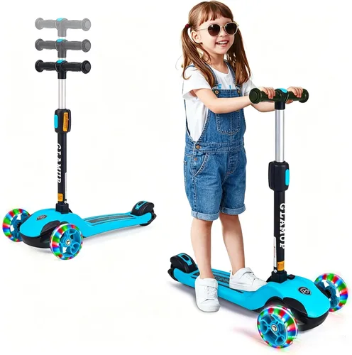 Miniatura 8 de GLAMUP Patinete para niños de 3 ruedas, manillar ajustable en altura para niños, sistema de inclinación para dirección y mecanismo de fácil plegado