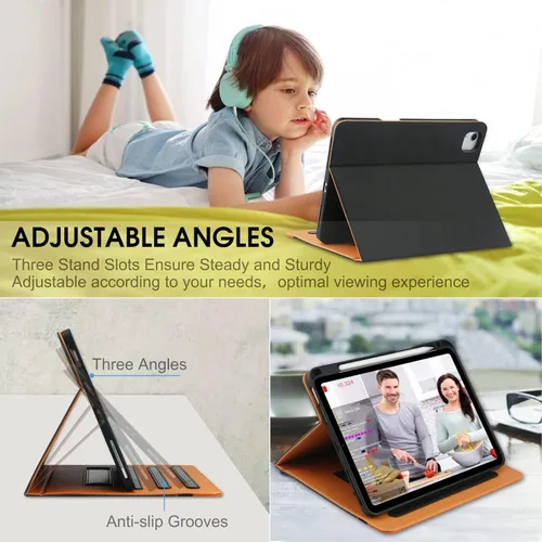 Miniatura 2 de Funda para iPad Air de 5ª/4ª generación 2022/2020, para iPad Air de 10.9 pulgadas, con soporte para lápiz integrado y correa de mano, apagado