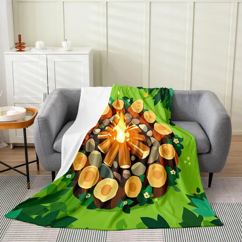 Miniatura 30 de Erosebridal American Flag Blanket 40x50 Army Green Camo Flannel Blanket for Bed Sofa Crib Bear Claw Hunting Theme Bedroom Decor Camoflage Camping