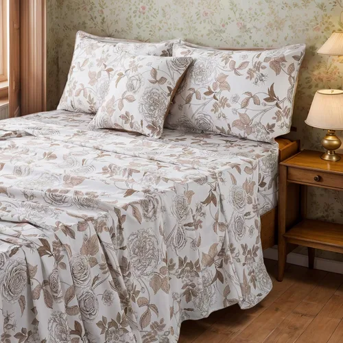 Miniatura 87 de FADFAY Juego de sábanas de rosas blancas, ropa de cama vintage floral de rosas, ropa de cama estilo rústico, 100% algodón egipcio percal, 800 hilos