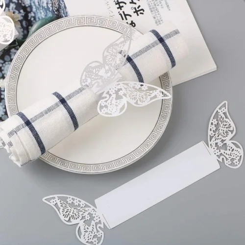 Miniatura 9 de 100 servilleteros, servilleteros de papel de mariposa 3D para lugares, recepciones de boda, cenas o fiestas de vacaciones, reuniones familiares