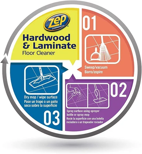 Miniatura 4 de Zep ZUHLF128 - Limpiador industrial para pisos de madera dura y laminado, 1 galón, elimina manchas, manchas y rozaduras. Limpia y restaura el brillo