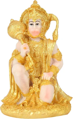 H&W Estatua coloreada de Dios Hanuman, estatua de Dios de la India, estatua de Dios de la India, decoración de escultura de Hanuman de 6 ''H