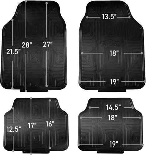 Miniatura 6 de FH Group - Juego completo de tapetes de goma F14410 para suelo con acabado metálico, color negro, ajuste universal que se adapta a la mayoría