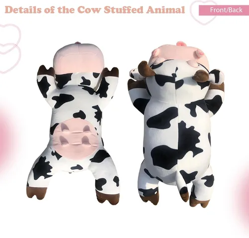 Miniatura 6 de Almohada de Peluche de Vaca - Vaca de 19.6 Pulgadas Animal de Peluche - Regalo de Cumpleaños, Navidad, San Valentín para Niños, Adultos, Niños, Niñas