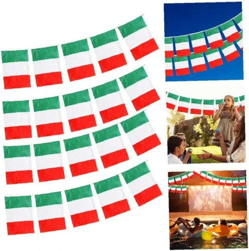 Miniatura 2 de 16.4 ft Bandera italiana Bunting poliéster Italia Bunting Decoración para eventos deportivos Fiestas callejeras Festivales y celebraciones 5.5x8.3 in