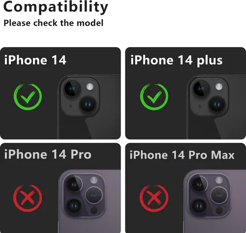 Miniatura 2 de Korecase Protector de lente de cámara para iPhone 14/iPhone 14 Plus, película de vidrio templado de metal para cámara, compatible con funda de lente