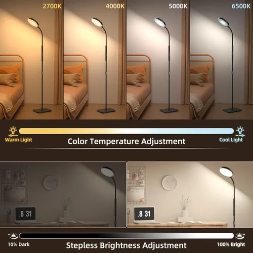 Miniatura 4 de Lámpara de pie PACOVY, lámparas de pie ajustables de altura para sala de estar dormitorio, lámpara de pie regulable de cuello de ganso súper