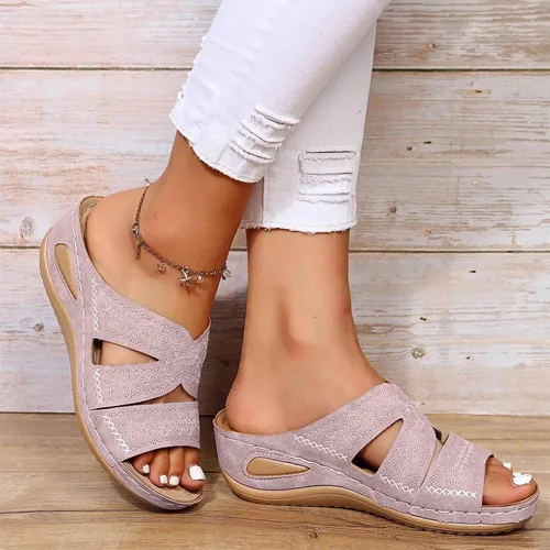 Miniatura 7 de Sandalias ortopédicas con soporte de arco para mujer, sandalias de cuña para mujer, sandalias para caminar, cómodas sandalias de plataforma