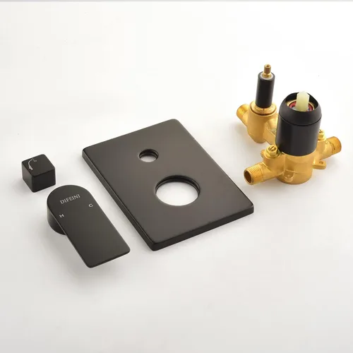 Miniatura 8 de Juego de grifo de bañera y ducha, kit de ajuste de sistema de ducha negro mate con válvula áspera en la ducha, kit combinado de montaje en pared