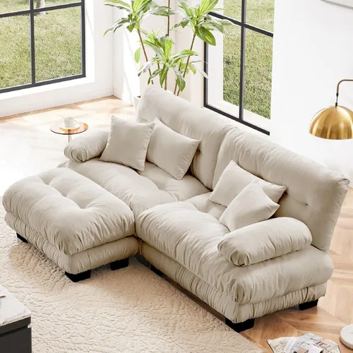 Miniatura 42 de KEIKI Sofá modular de 94 pulgadas con 4 almohadas, cómodo juego de sofá biplaza Cloud para sofá de asiento profundo suave y profundo, sofá biplaza