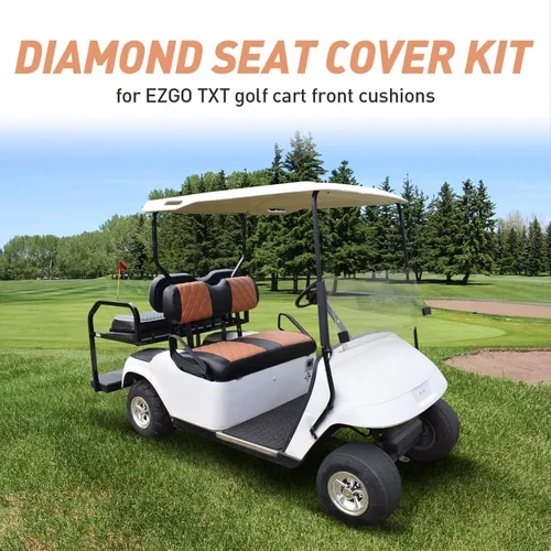 Miniatura 2 de NOKINS Kit de Fundas de Asiento de Diamante para Carrito de Golf, Compatible con EZGO TXT 1994-2013/EZGO RXV Almohada de Asiento Delantero Estándar