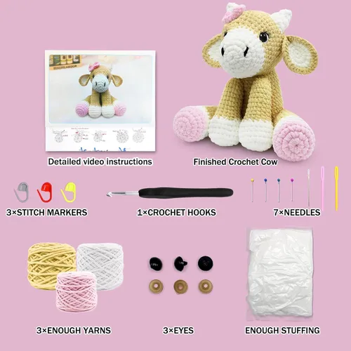 Miniatura 3 de CODGP Kit de ganchillo para principiantes, kit de animales de ganchillo de 11.8 pulgadas, kit de inicio de ganchillo para adultos