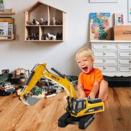 Miniatura 6 de Qcar Excavadora grande para vehículos de construcción, excavadora hidráulica de aleación resistente, escala 1:40, camión de juguete para niños de 8