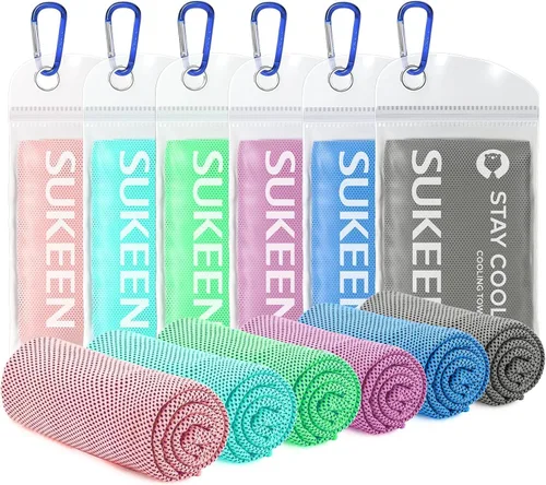 Miniatura 11 de Sukeen Paquete de 10 toallas refrescantes (40 x 12 pulgadas) para sudor, envolturas refrescantes para el cuello, toallas de hielo suaves y Rosa