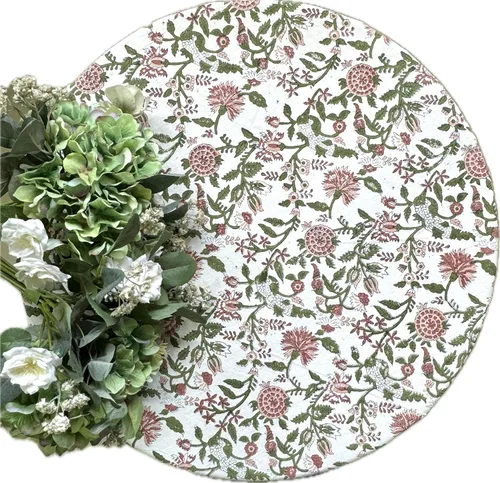 Miniatura 86 de ATOSII Mantel 100% algodón, Amara, floral, hecho a mano, rectangular, de lino, para cocina, comedor, fiestas, bodas, exteriores, picnics, Pascua