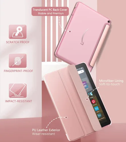 Miniatura 3 de MoKo Funda para tablet Amazon Kindle Fire HD 8 y 8 Plus (12ª generación/10ª generación, versión 2024/2022/2020) de 8 pulgadas, cubierta de soporte