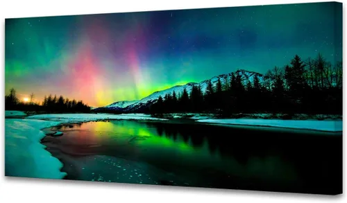 Miniatura 13 de Cao Gen Decor Art S06675 - Lienzo decorativo para pared, diseño de árbol rojo en blanco y negro, sol bosque brumoso, imagen póster impresión