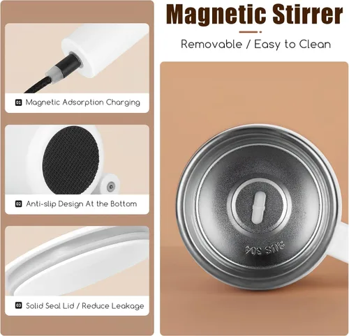 Miniatura 5 de Taza de café autoagitable: taza de café automática recargable con agitador magnético y tapa, taza de café de viaje para leche, cacao, oficina
