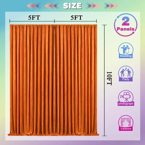 Miniatura 5 de TAYNSDJ101 - Cortina de boda naranja sin arrugas, sin arrugas, para fiestas, bodas, arcos, fiestas, ceremonias, escenarios, decoración de escenario