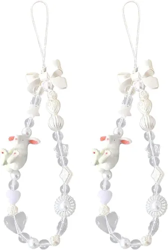 Miniatura 32 de Beaded Phone Charm Cute Fixed Beads Pearl Wristlet Chain Camera Wrist Strap CarKey Lanyard