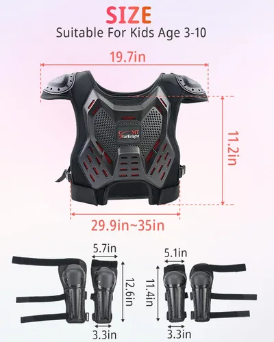 Miniatura 5 de StarknightMT Equipo de Bicicleta de Tierra para Niños - Equipo de Protección Juvenil para Montar Motocicleta, Traje de Armadura de Motocross