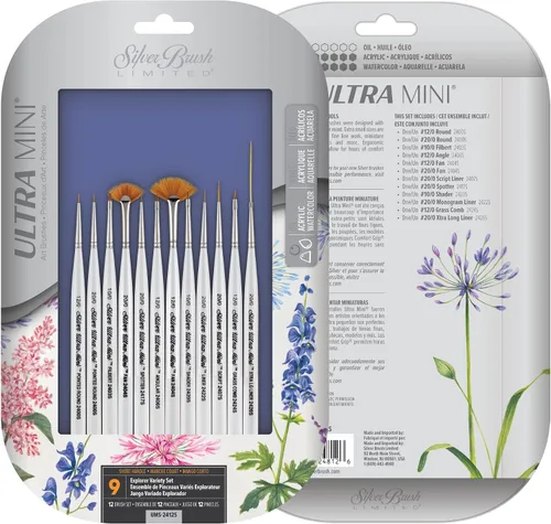 Miniatura 2 de Silver Brush Limited UMS-2412S Ultra Mini Explorer - Juego variado de pinceles para acuarela, gouache, tintas, tintas, acrílicos y pinturas de Set
