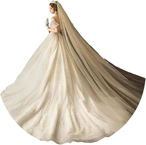 CanB Velo de novia velo largo velo de novia longitud catedral suave velo novia vestido de pelo con peine 2T 118 pulgadas para mujeres y niñas