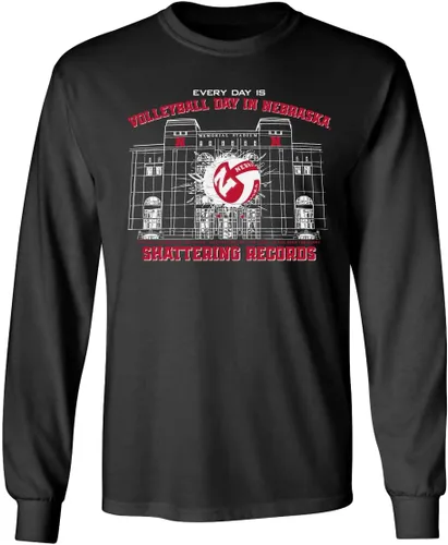 Miniatura 35 de CornBorn Elige tu diseño - Camisetas de manga larga de voleibol de Nebraska Voleibol Script Huskers - Blanco