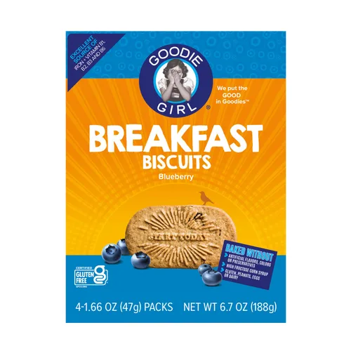 Miniatura 9 de Goodie Girl, galletas de desayuno de arándanos, sin gluten, sin maní, vegano, kosher, incluye 4 cajas, 16 paquetes en total