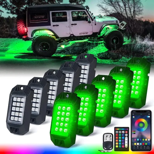 Miniatura 10 de Xprite - Kit de luces LED RGB bluetooth con controlador RF, luces neón multicolor intermitentes que sincronizan con la música para vehículos