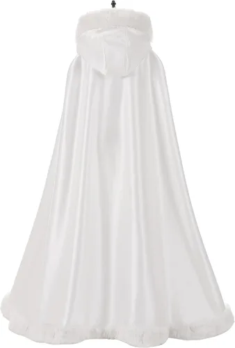 Miniatura 3 de WOWBRIDAL Capa nupcial de 57 pulgadas para mujer, capa de boda con manopla, longitud hasta el suelo